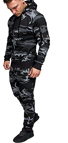 REPUBLIX Herren Cargo Stil Sportanzug Jogginganzug Trainingsanzug Sporthose+Hoodie R-0028