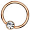 Piersando BCR Piercing Klemmring Ring Flach mit Kristall Klemm Kugel Septum Nasen Lippen Helix Ohr Tragus Rosegold 1,2mm x 10mm x 4mm