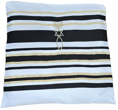 Bethlehem Gifts TM Messianischer Tallis Gebetsschal Tallit 183 x 55,9 cm aus Jerusalem, Schwarz, 72 * 22