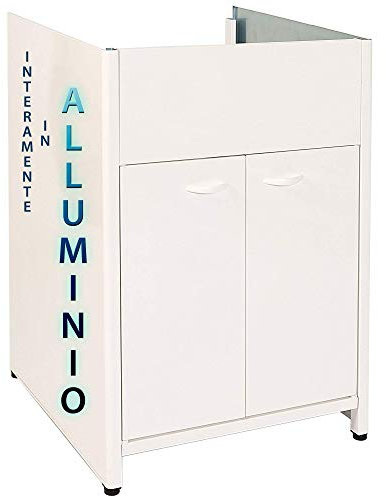 Mobile lavatoio IN ALLUMINIO, per lavanderia e da esterno, PREMIUM, diverse misure, bianco, OTTIMO per vasca in ceramica, design moderno. Escelsior (L45 x P50x H83)