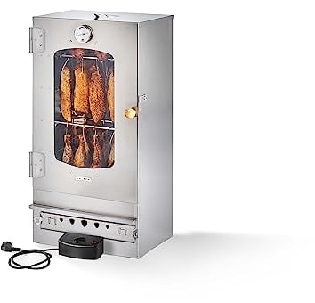 KAISER COMPANY '50' Hochwertiger Elektrischer Räucherofen/Räucherschrank aus Edelstahl I Tragbarer Smoker 80 cm I Perfekt zum Räuchern I Passen bis zu 10kg Fleisch I 2000W I mit Zubehör I NICHTROSTEND