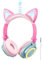 LOBKIN Einhorn Kopfhörer Kinder, Faltbares Kinder Kopfhörer mit LED Leuchtende Katzenohren, 3,5mm Audio Anschluss, Kabel Leicht-Kopfhörer für Kinder