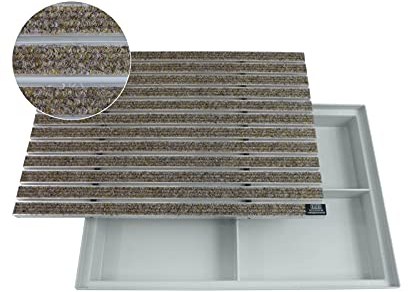 EMCO 60x40cm Eingangsmatte DIPLOMAT Rips sand 22mm + ACO Bodenwanne Fußmatte Türmatte Abstreifer Fußabtreter Maße: 600x400mm
