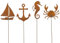 B2S BACK2SEASON Metall Stecker Schiff Anker Seepferdchen Krebs Edelrost Rostfigur Gartenstecker Dekoration H= ca. 60 cm 4er Set Made in Europa