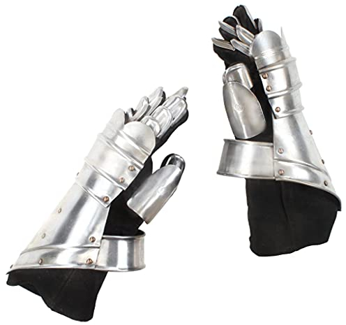vidaXL Mittelalterliche Panzerhandschuhe Ritter Eisen Handschuhe Replik für LARP Cosplay Theaterrequisiten Ritterhandschuhe Ritter Rüstung Reenactment Silbern Stahl