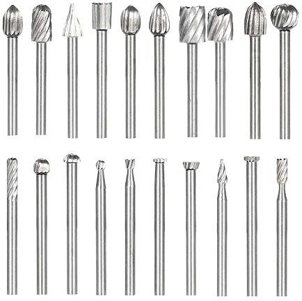 Bestgle 20PCS HSS Coupe Rotative Bavure Fraises Rotatives Fraisage Burr Cutter Outils Bois Pierre Métal Sculpture