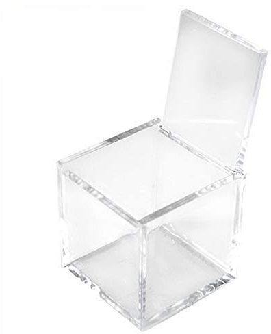 VIRSUS 50 Stück Transparente Plexiglasschachteln 5x5x5cm für Pralinen, für Hochzeiten, Taufen, Kommunionen, Feiern, Bonbonniere, Gastgeschenk, Geburten, Abschlussfeiern