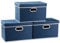 PRANDOM Faltbarer Aufbewahrungskorb mit Deckel, 3er-Pack, Stoff, faltbar, Aufbewahrungsbox, Organizer, Korb, Würfel mit Abdeckung für Zuhause, Schlafzimmer, Schrank, Büro, Königsblau (38x25x25cm)