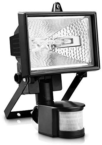 FiNeWaY 400W Motion PIR Sensor Halogen Floodlight Security Garden Outdoor Light Provided with A 400W C Class Halogen Bulb Heat Resistant- Waterproof Ip56 Protection