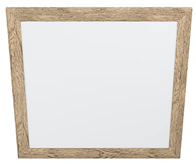 EGLO LED Panel Piglionasso mit Holz Deko-Rahmen, Deckenlampe Holz in Hell-Braun geflammt, Küchenlampe, Bürolampe, LED Flurlampe Decke neutralweiß, L x B 64,5 cm