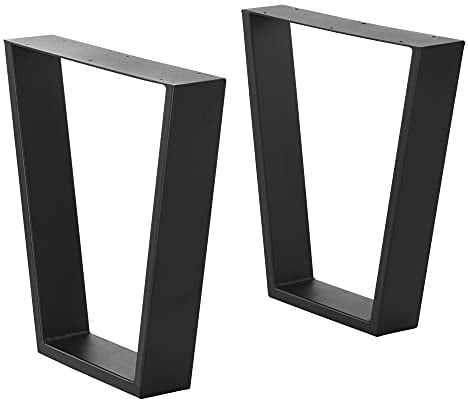 Set de 2 Pieds de Table Stylés Éléments de Meuble DIY Lot de Pieds de Meuble avec Embouts de Protection en Acier et Fer 25-40 x 43 cm Noir Mat