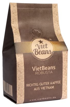 VietBeans 100% Robusta – Ganze Bohne - Kaffeespezialität aus Vietnam - Kräftig und würzig – 250g