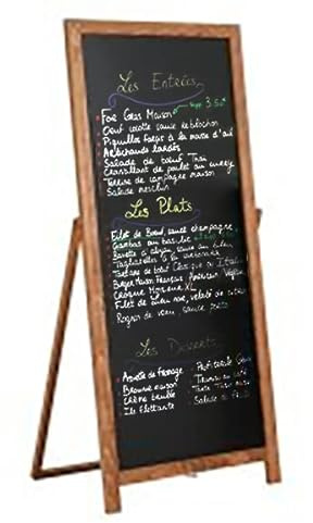 Chevalet Ardoise incliné de sol - Encadrement bois hêtre, avec panneau ardoise.