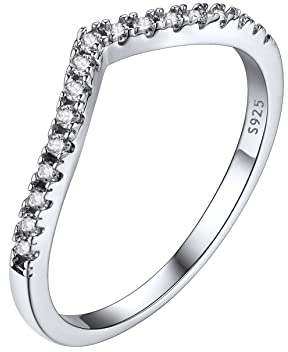 Bestyle Damen Ring Funkelnder Wunschring Eternity Ring Ewigkeitsringe Vorsteckring Schmal Silber 925 Zirkonia 1,7mm Verlobungsringe Eheringe Trauringe Memoire Ring 62