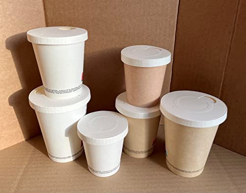 Nicoletti 50 Pz Bicchieri Carta Medio Grandi per bevande calde o fredde Te Caffe americano Cappuccino Brodo Tazze da asporto con coperchio opzionale 180 CC B