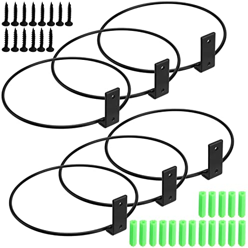 KOHAND 6 Pack 6 Inch Flower Pot Holder Ring, Wall Mount Plant Pot Holder with Mounting Hardware, Metal Plant Pot Ring Stand Wall Bracke, Black