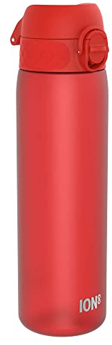 ION8 Gourde, 500ml, Anti-Fuite, Facile à Ouvrir, Verrouillage Sécurisé, Lavable en Lave-vaisselle, Sans BPA, Poignée de Transport, S'adapte aux Porte-gobelets, Facile à Nettoyer, Rouge