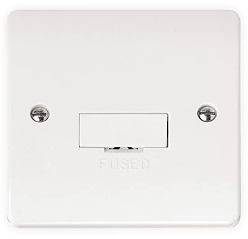 Standard White Fused Connection Unit, 13A Single Fused Unit, Premium Curved Edge Fused Connection Unit, Anti-Microbial Plastic Wall (FCU) (13A FCU)