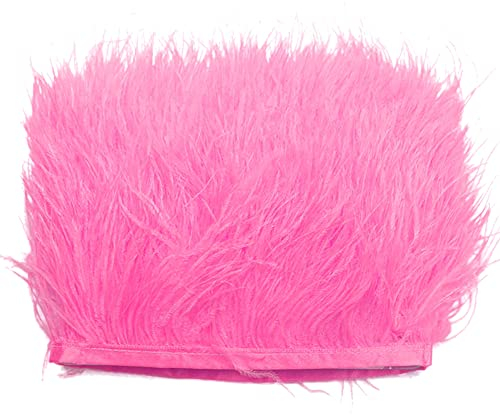 2M Türkei Federn Fringe Trim,Fransen mit Satinband Natürlichen Feder Fransen für Kleid Nähen Handwerk Kostüme Dekoration DIY Deko Federn basteln,Zuhause Dekor,Halloween Federband Bastelzubehör,Rosa
