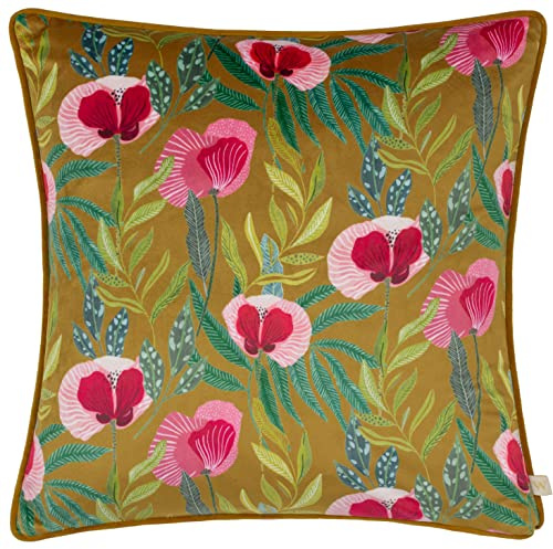 Wylder Nature House Of Bloom Poppy Polyester Filled Cushion, Saffron, 43 x 43 cm