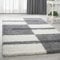 HomebyHome Teppich Rund Shaggy 120 cm Rund - Hochflor Runder Teppich Grau und Weiss Extra Weich und Flauschig - Bettvorleger Teppich für Wohnzimmer, Schlafzimmer, Küche, Flur - Carpet, Halı, Kilim