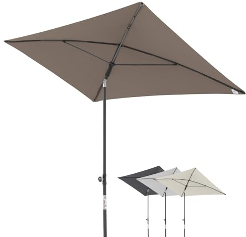 Doppler City Sombrilla para balcón 200x125cm en gris-beige I Parasol rectangular con protección UV I Sombrilla regulable en 3 posiciones con bolsa de almacenamiento
