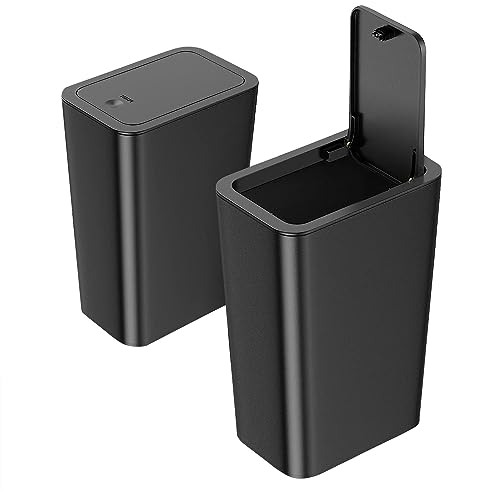 Sightday Cubo de basura para baño, 9 L, para cocina, estrecho con tapa, resistente a los olores, tapa desplegable, material de polipropileno para baño, cocina, oficina, salón, dormitorio, inodoro