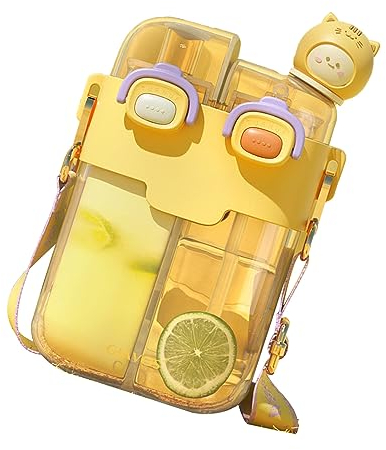 Bouteille d'eau Double Kawaii, Bouteille d'eau Portable Légère Kawaii pour Salle de Sport avec Paille pour Bandoulière Réglable pour Yoga (#5)