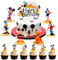 Philoctes Mouse Tortendeko Geburtstag, 25 PCS Maus Cupcake Topper, 6 PCS Mini Figuren Set Mouse Cake Decoration, Cartoon Party Dekoration Geschenk für Kinder Geburtstag Mädchen Junge
