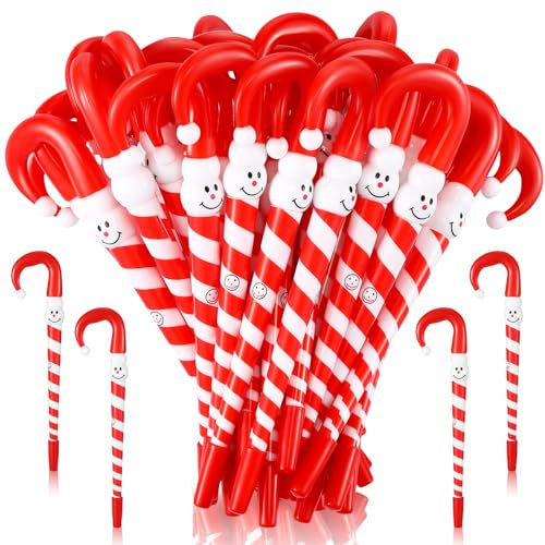 Tenare 60 Stück Weihnachten Kugelschreiber Zuckerstangen Stifte mit Schwarzer Tinte Weihnachten Schneemann Stifte Weihnachtsstifte für Weihnachtsfeier Party Geschenke Mitgebsel
