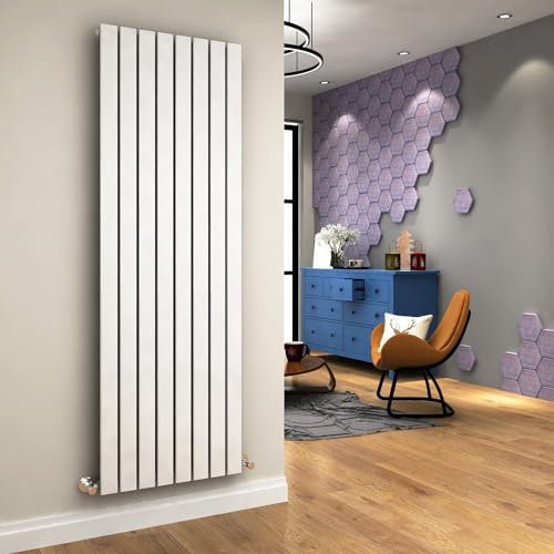 ELEGANT Vertical Radiator White Flat Panel Single Panel 1800x608mm Modern Central Heating for Kitchen Living Room Entrance