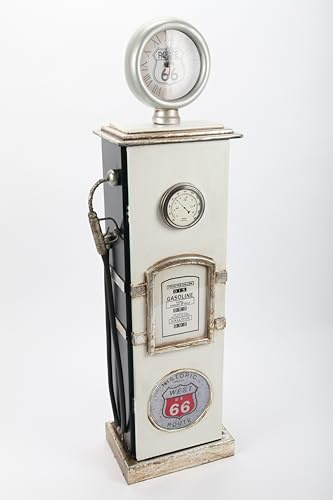 point home Design-Schrank Zapfsäule mit Uhr, Regal aus Holz, Lifestyle-Möbel im Retrolook, Grün/Weiß, 110cm, 3 Fächer