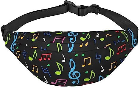 Musik-Hüfttasche für Männer und Frauen, verstellbarer Gürtel, Gürteltasche, Rave-Mode, Bauchtasche, Reise-Geldbörse, Schwarz , Einheitsgröße, Geldgürtel