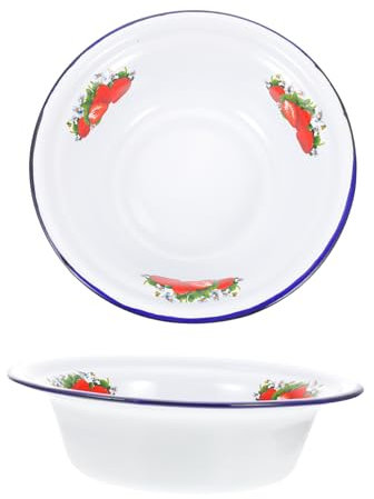 TOPBATHY 2 Piezas Lavabo esmaltado Retro mixing bowl Tazón de esmalte de gran capacidad pre-tazones tazón para mezclar esmaltado fideos cuenco de sopa antiguo soporte esmaltado espesar Asia