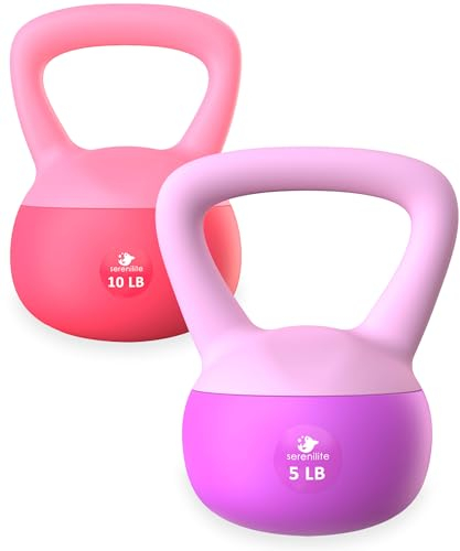Weiche Kugelhanteln, Serenilite Kugelhantel-Sets, Kugelhantel-Sets für Frauen & Männer, sicheres Krafttraining Kugelhanteln, Kettlebell Gewichte für Heimtraining & mehr (2,3 kg Lila - 4,5 kg Rot)