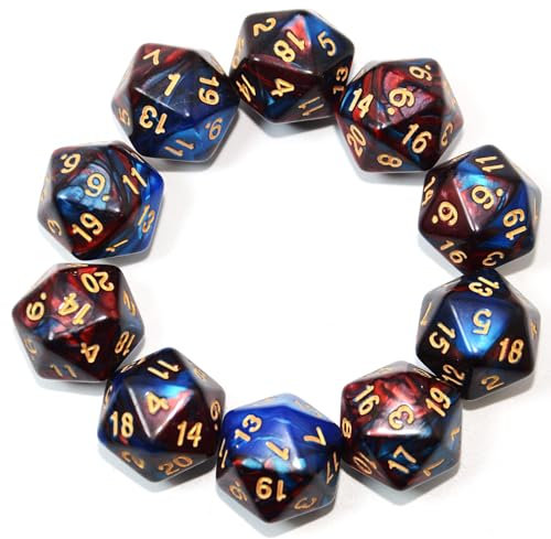 SmartDealsPro Polyedrische D20-Würfel für DND-RPG-MTG-Tischspiele, 20-seitig, 10 Stück (Farbe 14)