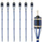 Harbour Housewares 6X Bleu 113cm Torches de Jardin en Bambou - Extérieur Paraffine Lampe Huile Brûleur Tiki Bougie Flamme Lanterne Lumière sur Piquet