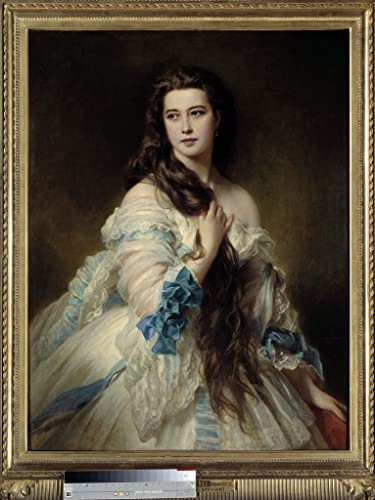 PTLYE Berühmtes Gemälde Bilder Wandbilder Klassische Leinwand Kunst Porträt von madame bärbe von xaver Winterhalter Wandbilder Drucke Posterfür Wohnzimmer 60x90cm