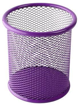Pen Holder Cup Metal Mesh Pencil Holder Desk Pencil Cup Round Pen Organizing Cup Office Pen Organizer Cute Pencil Organizer for School Purple