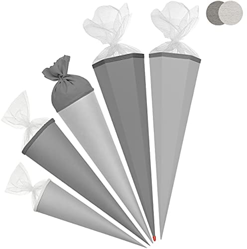 alles-meine.de GmbH Schultüte - Rohling - Silber Glanz - 35-100 cm - freie Farb- und Größenwahl - freie Farb- und Größenwahl - 6 eckig - Tüllabschluß - mit/ohne Kunststoff Sp..