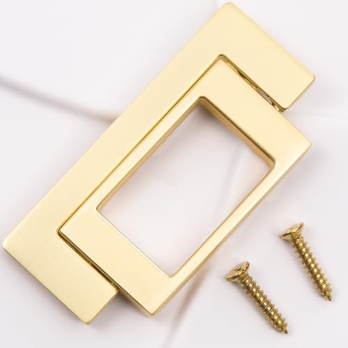 Luxiremi 1 Pcs Drawer Handle Pull Hidden, Aluminum Alloy Cupboard Door Handles,Home Decorating for Wardrobe Door,Home Decorating,Furniture Handle with Screws,Flush Ring Handle (Gold)