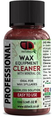 DD Teck Professional Equipment Cleaner, Mineral Oil Cleaning Solution for Wax Warmers, Pots & Containers, Removes Residue and Spills, Salon Tool Cleaner (10ml Cap)