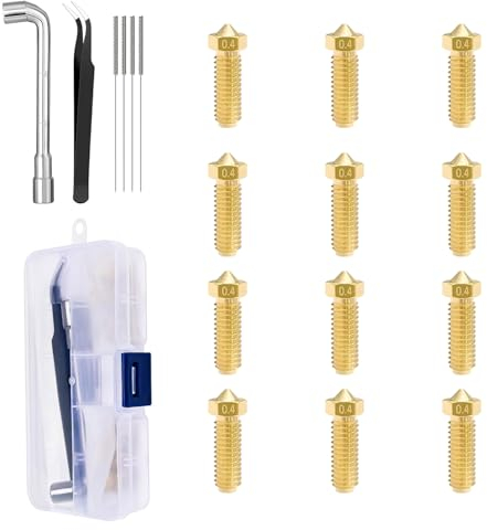 0,4 mm Messingdüsen 12 Stück, 3D-Drucker 1,75 mm Filament-Hot-End-Düsen für Anycubic Kobra 2 Neo, Kobra 2, Kobra 2 Plus, Kobra 2 Max, Kobra 2 Pro