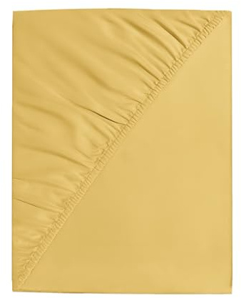 Ev Dekor Spannbettlaken für Doppelbett, Ockergelb – tiefes Taschenbettlaken 35 cm – weich gebürstete Mikrofaser, Spannbetttuch für Doppelbett, pflegeleichte Spannbettlaken, 35 cm tiefe Spannbetttücher