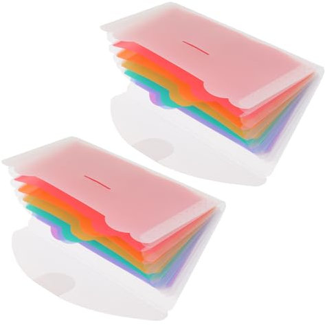 JEWEDECO 2stücke Kunststoff Expanding File Folder Akkordeon Datei Ordner Tragbare Quittungshalter Organizer Für Rechnungen Belege Visitenkarten Tickets Und Mehr