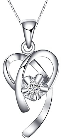 Tolldek Echter Schmuck Damen Kette mit Anhänger Weiß Gold 18K 750, Labor Erstellt Diamant Anhänger Goldkette Damen Echtgold Hohl Design Kreuz Herz Au750 Gold, Echtes Gold Kollektion, 40+5cm