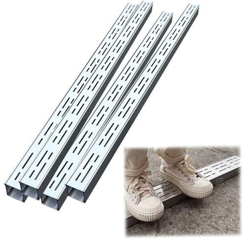 WLCGYD Entwässerungsrinne Schlanker Kanalablaufrost, 4 Packungen Grabenablaufsysteme Mit Abdeckung Für Deck/Landschaft/Hausseite, 3,5 X 3 cm, 5 X 3 cm, 5 X 5 cm(4pc L 150cm,7x5cm(2 3/4x2))