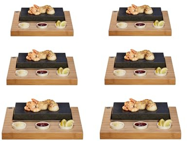 The SteakStones Sizzling Starter Set, an Official SteakStones Hot Stone Cooking Product. A Fun, Interactive Way to Enjoy Steak on The Stone Using Steak Stones as seen on Dragons Den, Set of 6