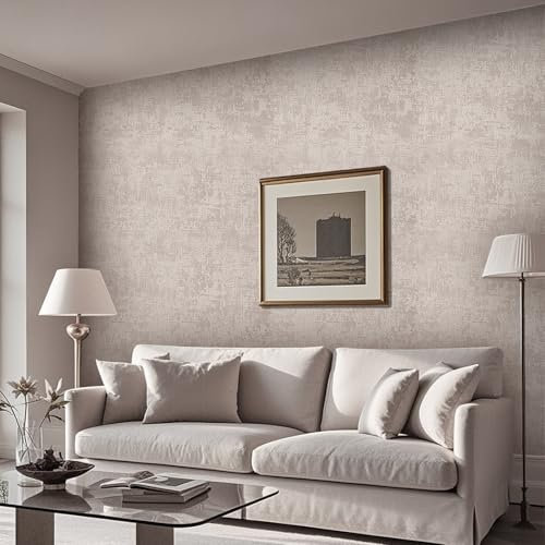 Tarwanear Brown Wallpaper for Living Room Light Brown Wallpaper Industrial Textured Concrete Effect with Metallic Detailing Shabby Chic Wall Paper Roll for Feature Walls Fireplace Frontroom