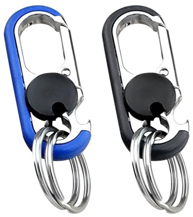 XUEYENST 2 Pcs Personalized Double Key Ring for Men Duty Keychain with Hook for Men Offices Home Car Key Organisation（Black+Blue